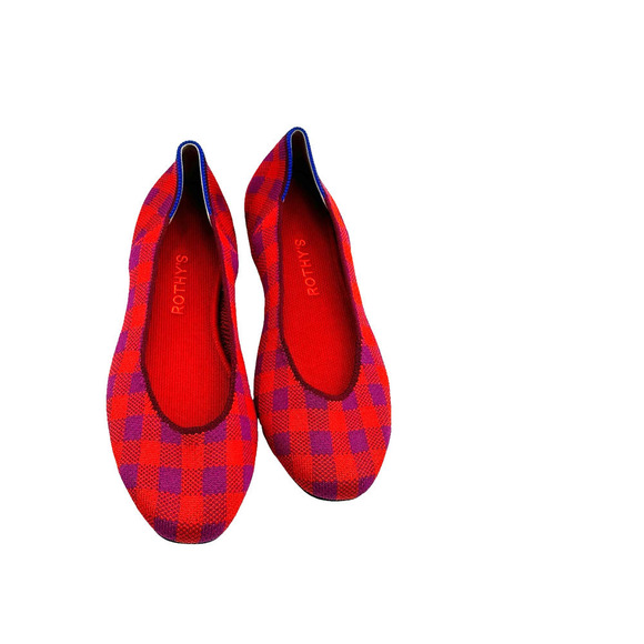 Rothy's The Square Pomegranate Gingham Ballet Flat Size W8.5 NWOB - Picture 4 of 11